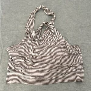 White and Black Asymmetrical Sleeveless Crop Tank Top